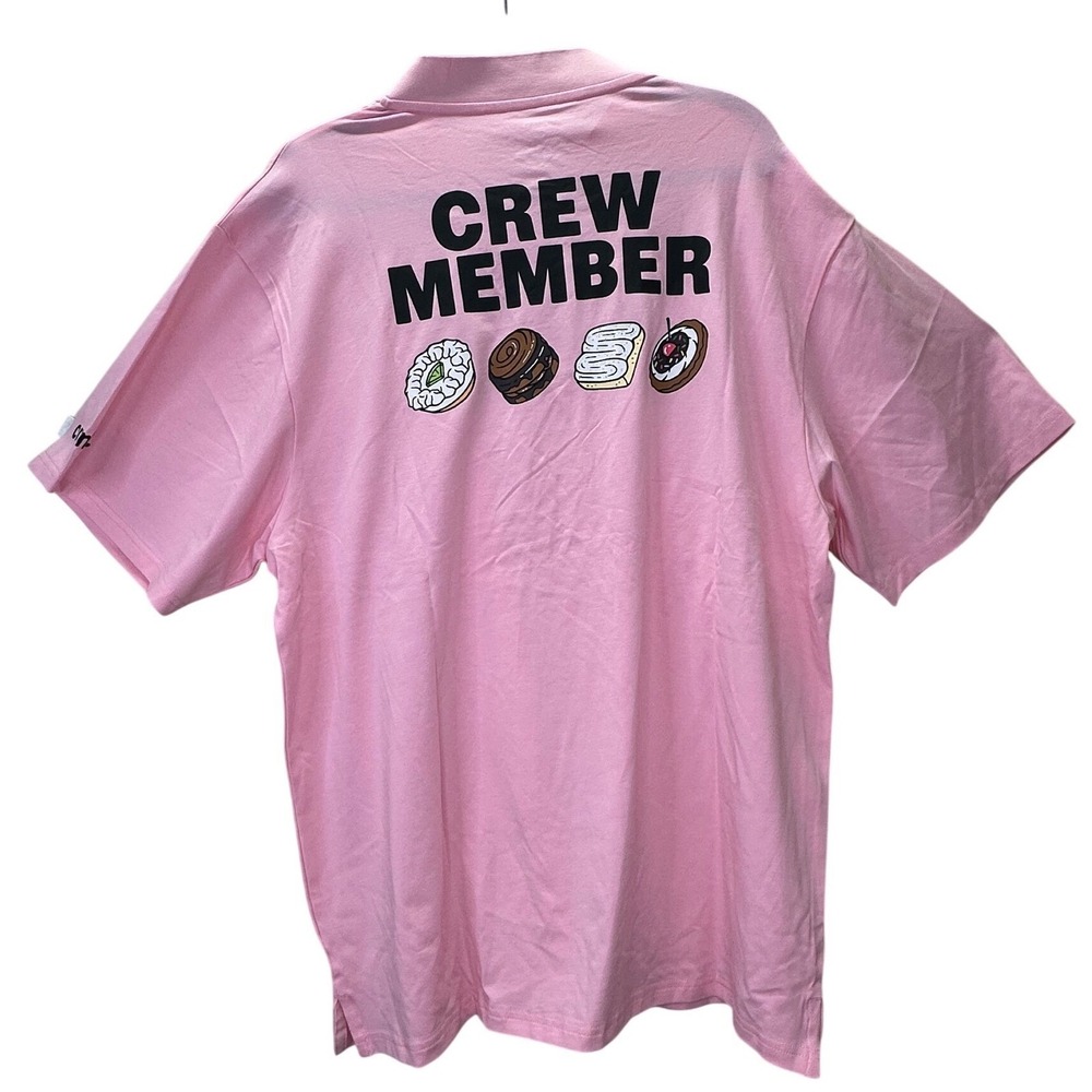 Crumbl Cookies Crew Member Pink Polo Shirt Men's XL Pima Cotton Cookie Graphic